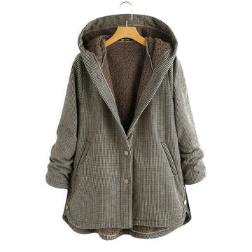 Women’s Jacket – Oversized Fit – Plush Fleece Lined – Hooded Button Front – Tunic Length