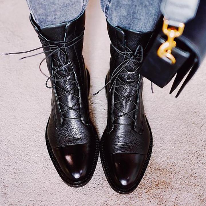 Women’s Heeled Boots – Plant Leather – Lace-Up – Structured Fit – Ankle Support