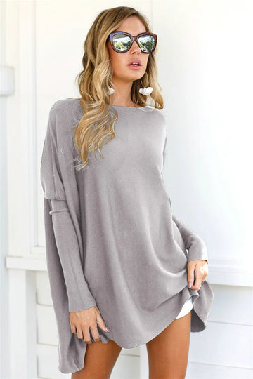 Women’s Pullover Sweater – Oversized Fit – Soft Knit – Long Tunic Length – Minimalist Style