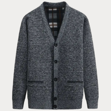 Men’s Cardigan – Knitted Wool Blend – Relaxed Fit – V-Neck with Pockets