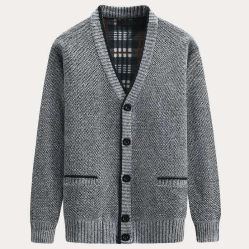Men’s Cardigan – Knitted Wool Blend – Relaxed Fit – V-Neck with Pockets