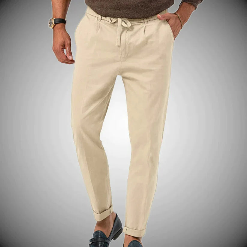 Slim-Fit Men's Linen Trousers - Lightweight, Breathable, All-Season Casual Pants