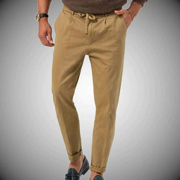 Slim-Fit Men's Linen Trousers - Lightweight, Breathable, All-Season Casual Pants