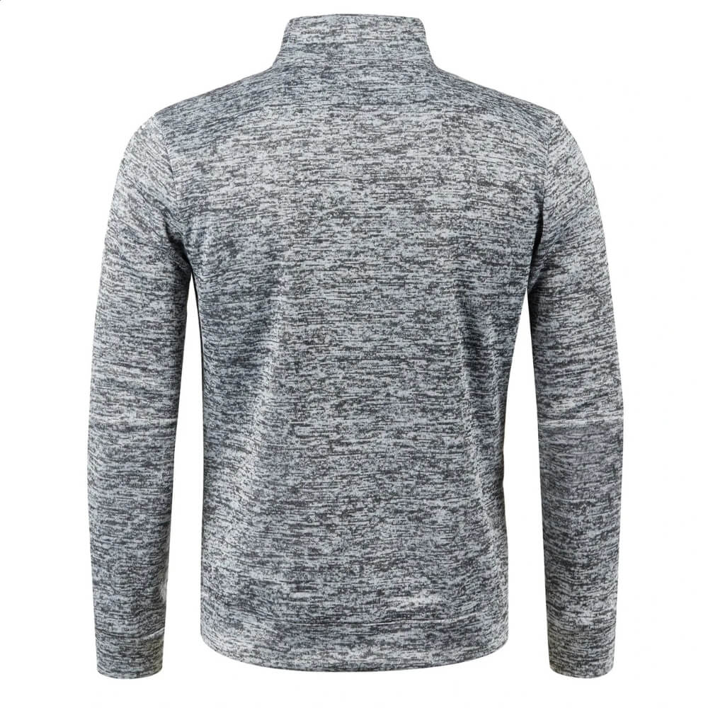 Man in activewear long sleeve cardigan, zip-up style, perfect for workouts or casual wear.
