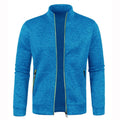 Man wearing activewear long sleeve cardigan, zip-up style, ideal for workouts and casual wear.