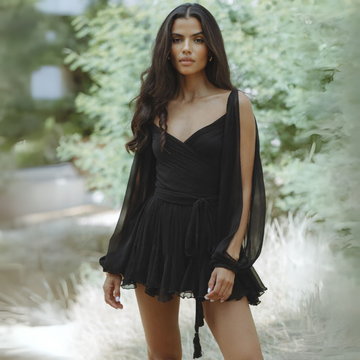 Women's Mini Dress - Chiffon - Draped Elegant Fit - Lightweight Flowy Style