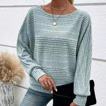 Women’s Sweatshirt – Relaxed Fit – Textured Rib Knit – Dolman Sleeves – Ribbed Hem