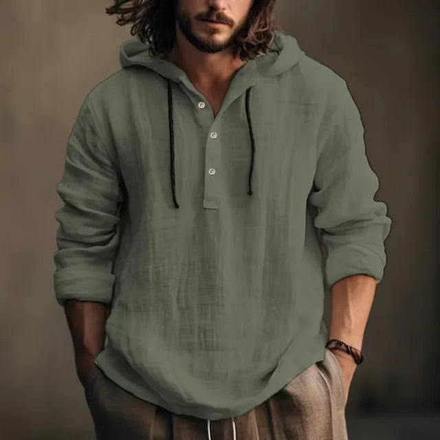 Men's Hoodie Shirt - Breathable Casual Spring/Summer Long Sleeve Pullover