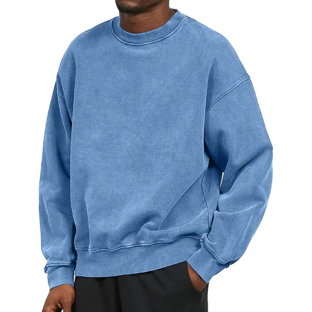 Men’s Sweatshirt – Relaxed Fit – Cotton Blend – Dropped Shoulders – Ribbed Trim Casual Style