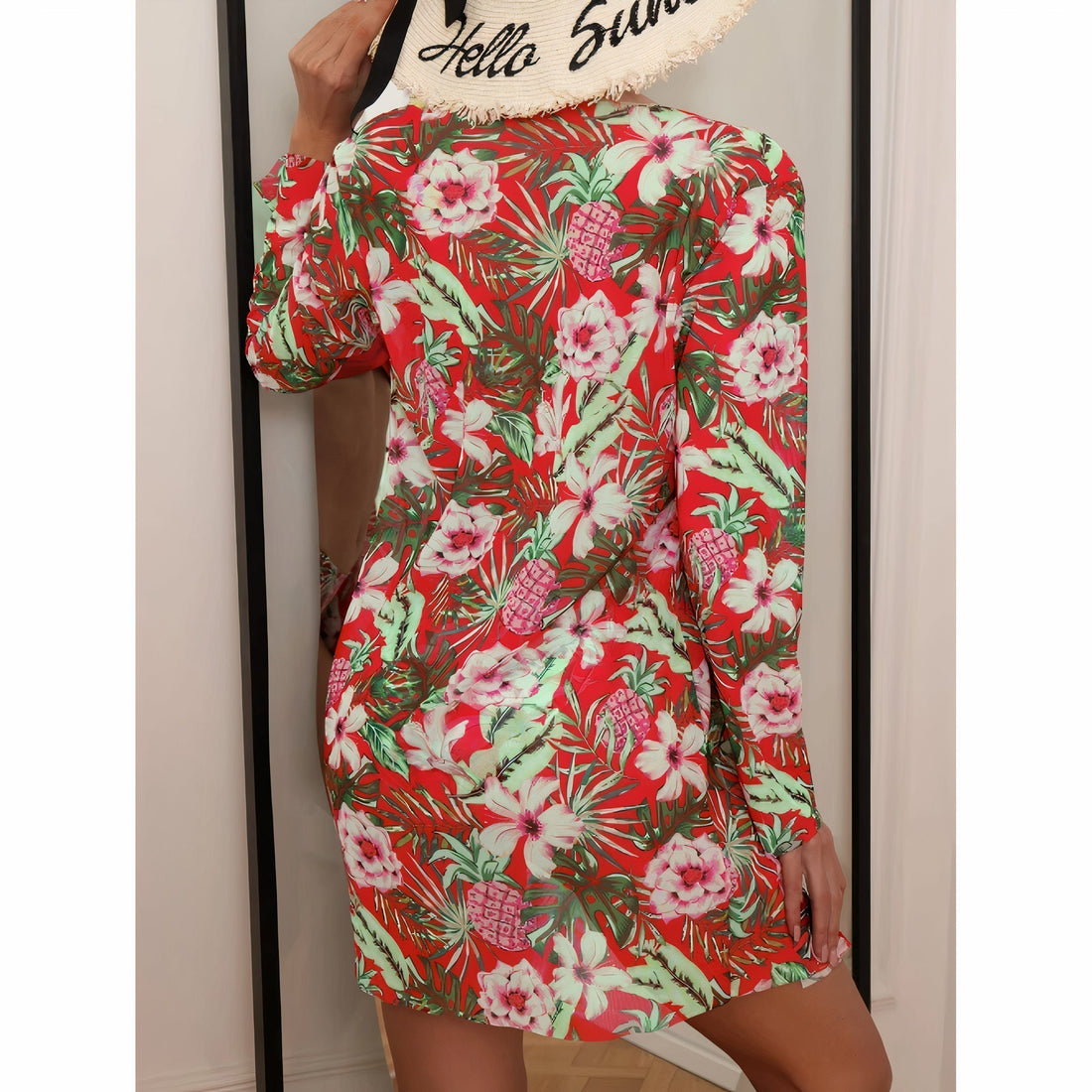 Women’s Bikini Set – Twist Front Top – High-Cut Bottom – Tropical Floral Print