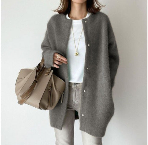 Women’s Knit Cardigan – Oversized Fit – Longline – Single Breasted – Minimalist Style
