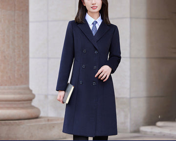 Women’s Coat Jacket – Wool Blend – Double Breasted – Tailored Fit – Knee Length