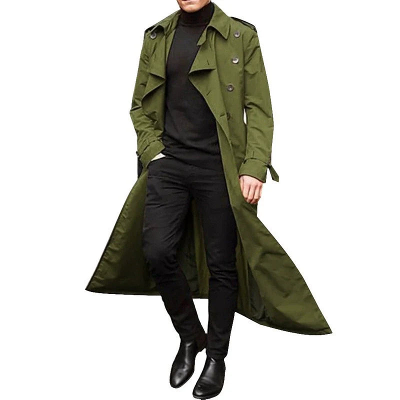 Men’s Trench Coat – Tailored Fit – Double-Breasted – Notched Lapels – Epaulet Detail