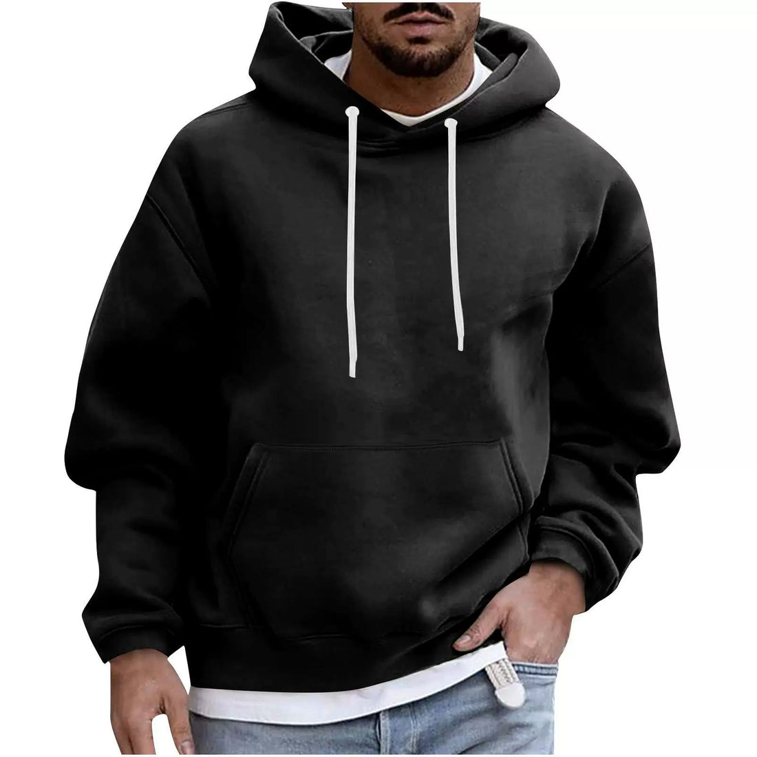 Men’s Hoodie – Fleece Fabric – Loose Fit – Kangaroo Pocket – Drawstring Hood