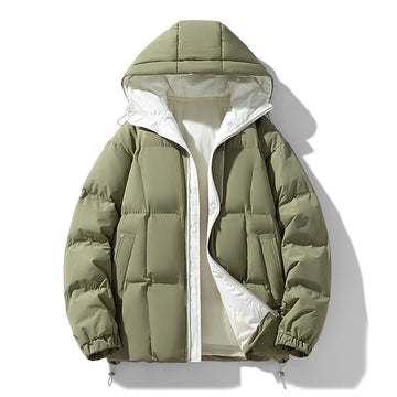 Men’s Puffer Jacket – Oversized Fit – Quilted Warmth – Hooded with Zip Closure