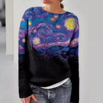 Women’s Sweater – Relaxed Fit – Soft Knit – Artistic Embroidered Design