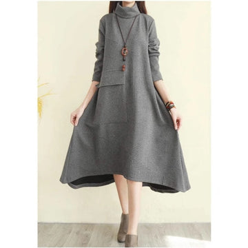 Women's Turtleneck Sweater Dress - Long Sleeve - Casual Loose Fit