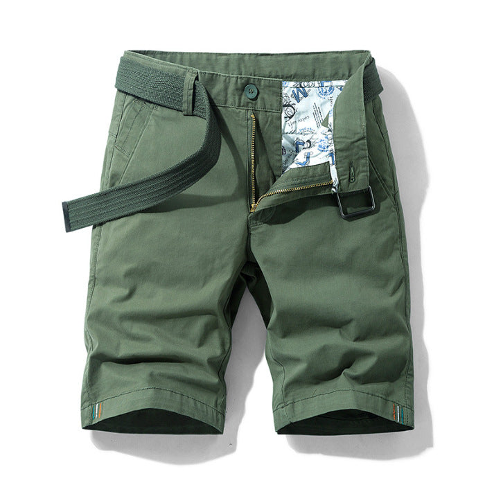 Men’s Knee-Length Shorts – Relaxed Fit – Breathable Blend – Belted with Side Pockets