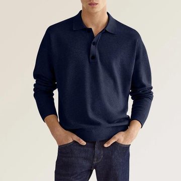 Men’s Long Sleeve Polo Shirt – Classic Fit – Ribbed Cuffs