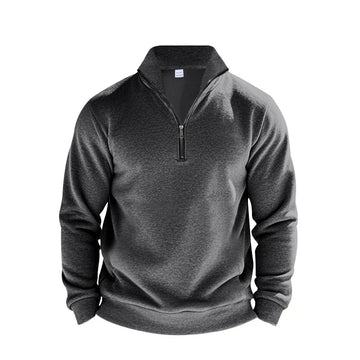 Men’s Half-Zip Sweater – Brushed Knit – Relaxed Fit – Mock Neck – Ribbed Trim