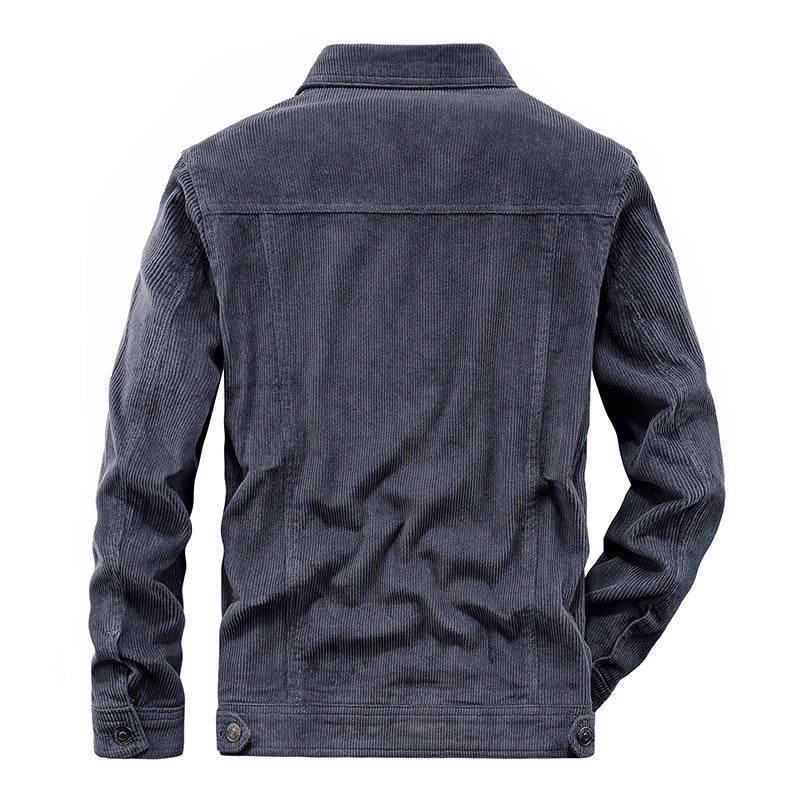 Men’s Corduroy Jacket – Thin Ribbed Texture – Button Front – Classic Casual Fit