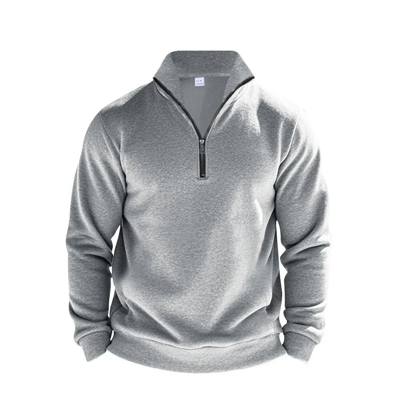 Men’s Half-Zip Sweater – Brushed Knit – Relaxed Fit – Mock Neck – Ribbed Trim