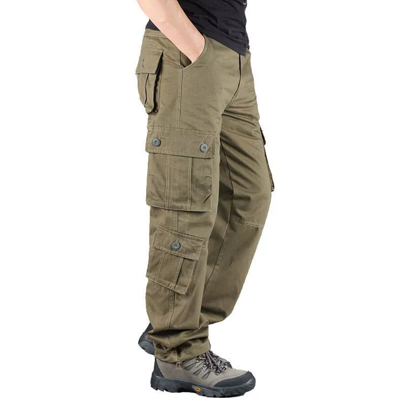 Men’s Cargo Pants – Loose Fit – Cotton – Multi-Pocket Utility Workwear Rugged Style