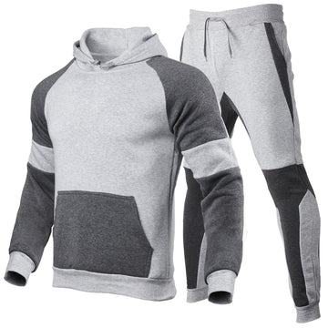 Men's With Two-Piece Hoodie and Jogger Set – Relaxed Fit – Cotton Blend – Contrast Stitching – Tapered Leg