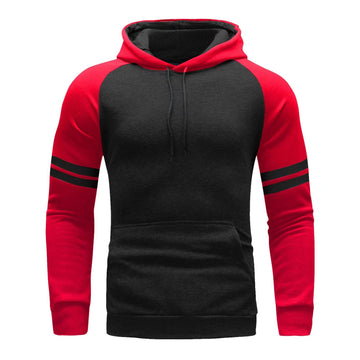 Men’s Hooded Sweatshirt – Regular Fit – Raglan Sleeve – Striped Casual Style