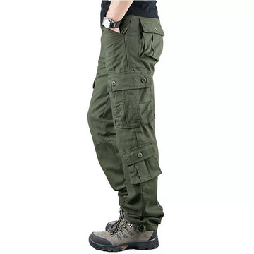 Men’s Cargo Pants – Loose Fit – Cotton – Multi-Pocket Utility Workwear Rugged Style