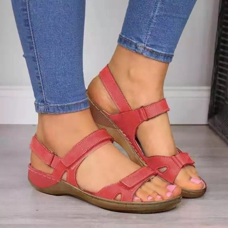 Women’s Platform Sandals – Faux Leather – Adjustable Straps – Open Toe Casual Fit