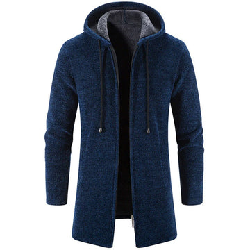 Men’s Hooded Cardigan Jacket – Chenille Knit – Relaxed Fit – Zip-Up Casual Layer
