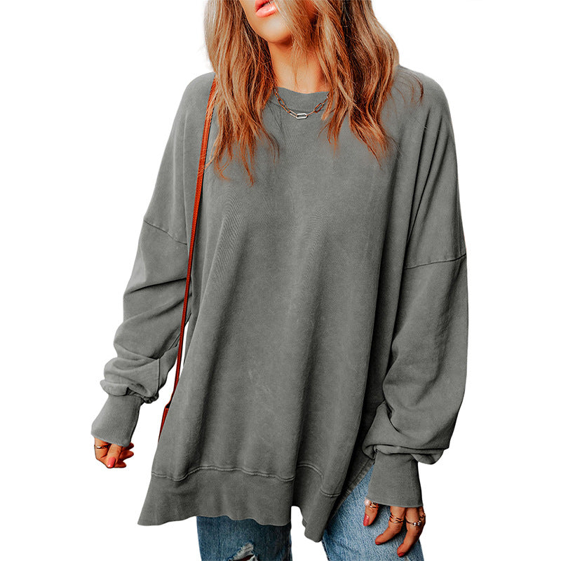 Women’s Oversized Sweatshirt – Cotton Blend – Relaxed Fit – Ribbed Cuffs & Hem