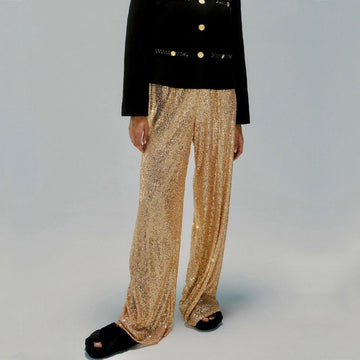 Women’s Straight-Leg Pants – Full Sequin – Relaxed Fit – Full Length Evening Wear