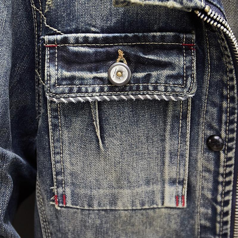 Men’s Denim Jacket - Vintage Wash - Multiple Pockets - Zip Front - Classic Fit