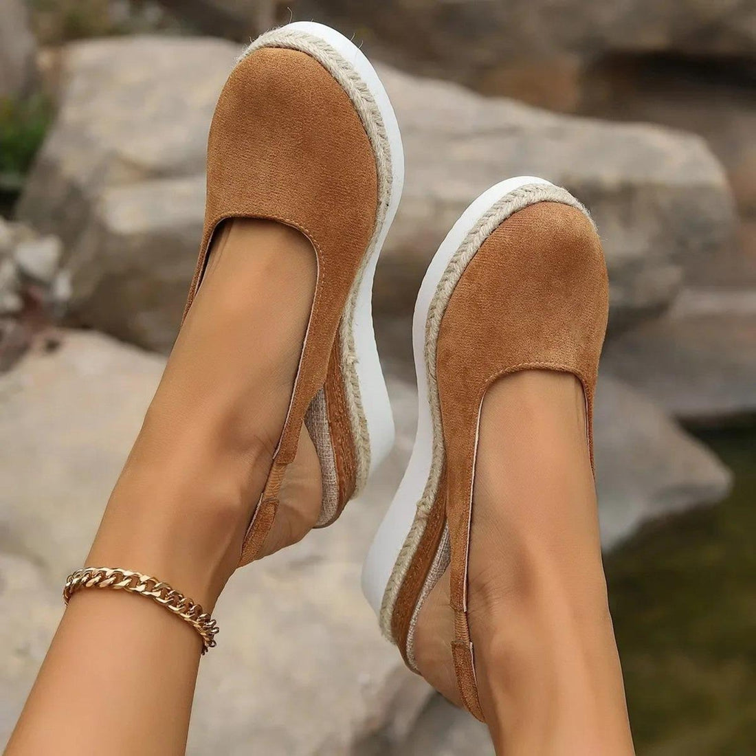 Suede Espadrille Wedge Sandals – Brown & Black | Stylish & Comfortable