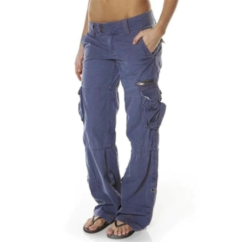 Women’s Cargo Pants – High Waisted – Relaxed Fit – Full Length – Utility Style