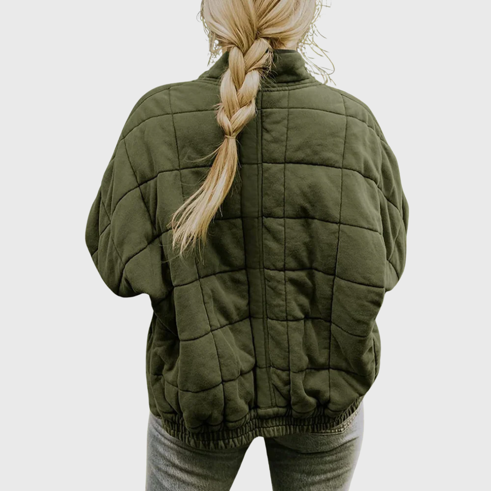 Emily Cotton Quilted Jacket | Oversized Stand Collar Jacket