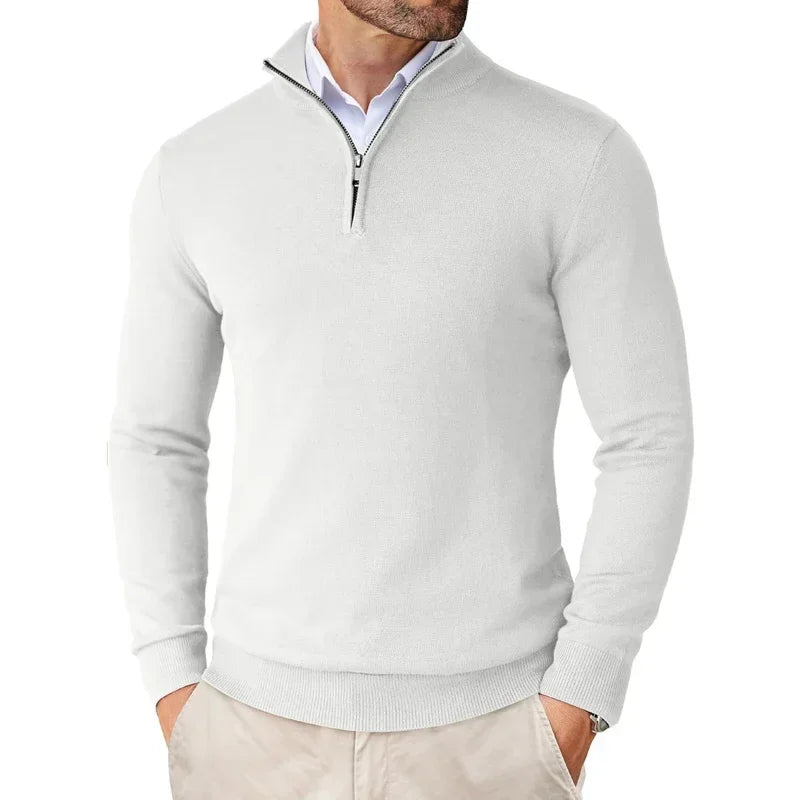 Men’s Pullover – Cotton Blend – Regular Fit – Zip Collar – Ribbed Hem and Cuffs
