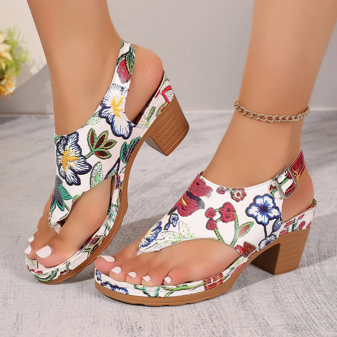 Women's Floral Mid-Heel Sandals | Spring Summer 2025 Collection