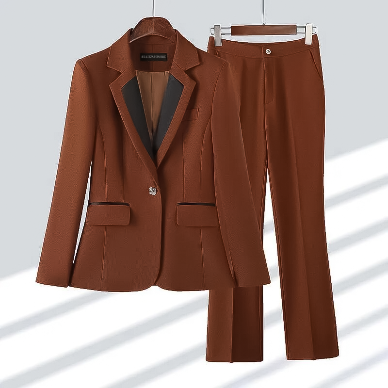 Women’s Blazer and Pants Set – Tailored Fit – Single-Button – Straight-Leg Trousers