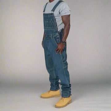 Men's Denim Jumpsuit Straight-Leg Casual Workwear