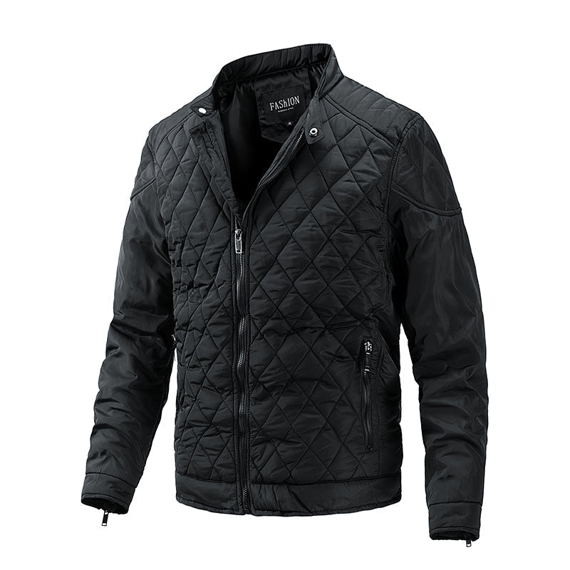 Men’s Quilted Jacket – Slim Fit – Lightweight – Full Zip – Diamond Pattern – Smart Casual