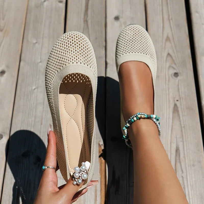Women's Slip-On Flats - Breathable Mesh - Lightweight Flexible Sole - Casual Comfort Wear