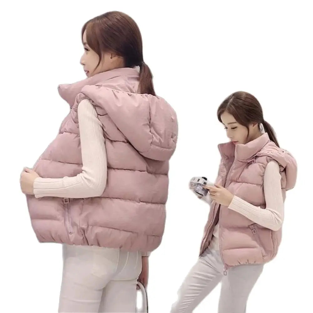 Women's Hooded Sleeveless Puffer Jacket – Lightweight Winter Vest