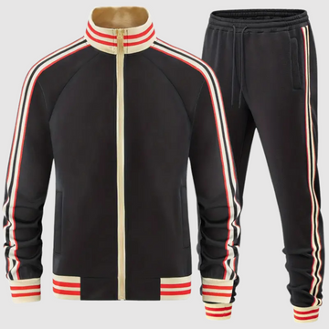 Men’s Two-Piece Tracksuit Set – Slim Fit – Tapered Legs – Full-Zip Jacket – Stripe Detail