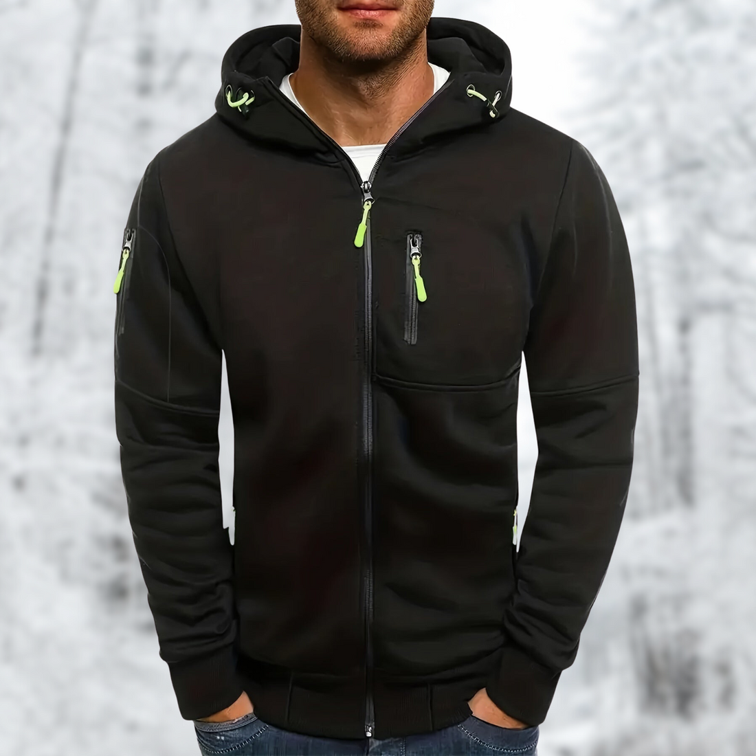 Men’s Outdoor Hoodie Jacket – Tailored Fit – Full Zip – Fleece-Like Warm Breathable