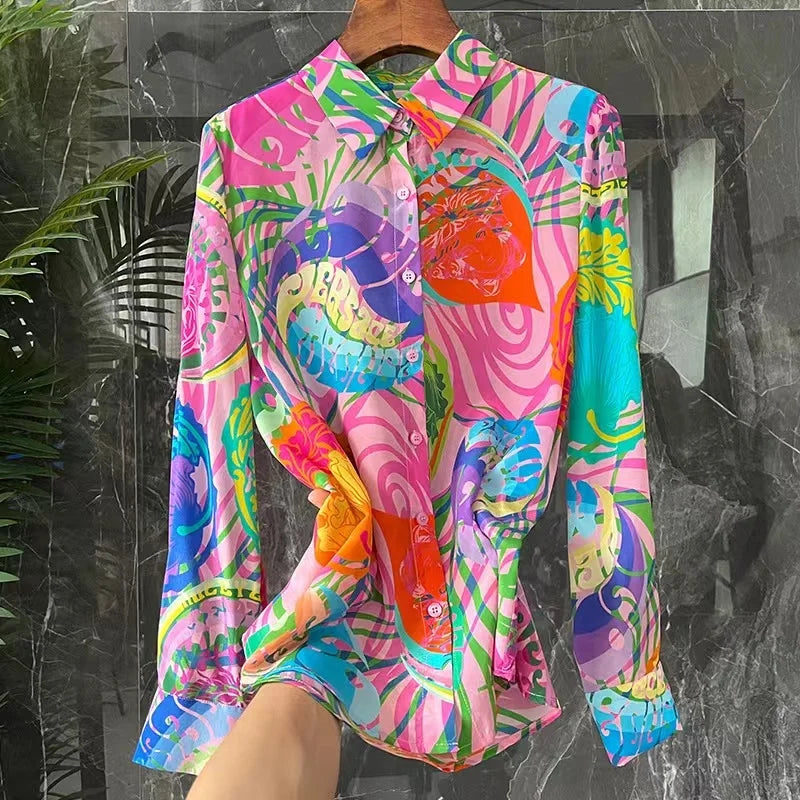 Women's Silk Satin Printed Blouse