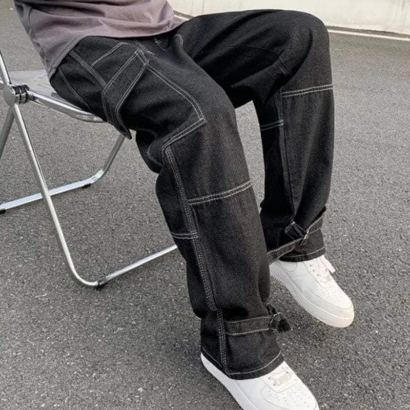 Men's Wide-Leg Cargo Jeans | Streetwear Collection