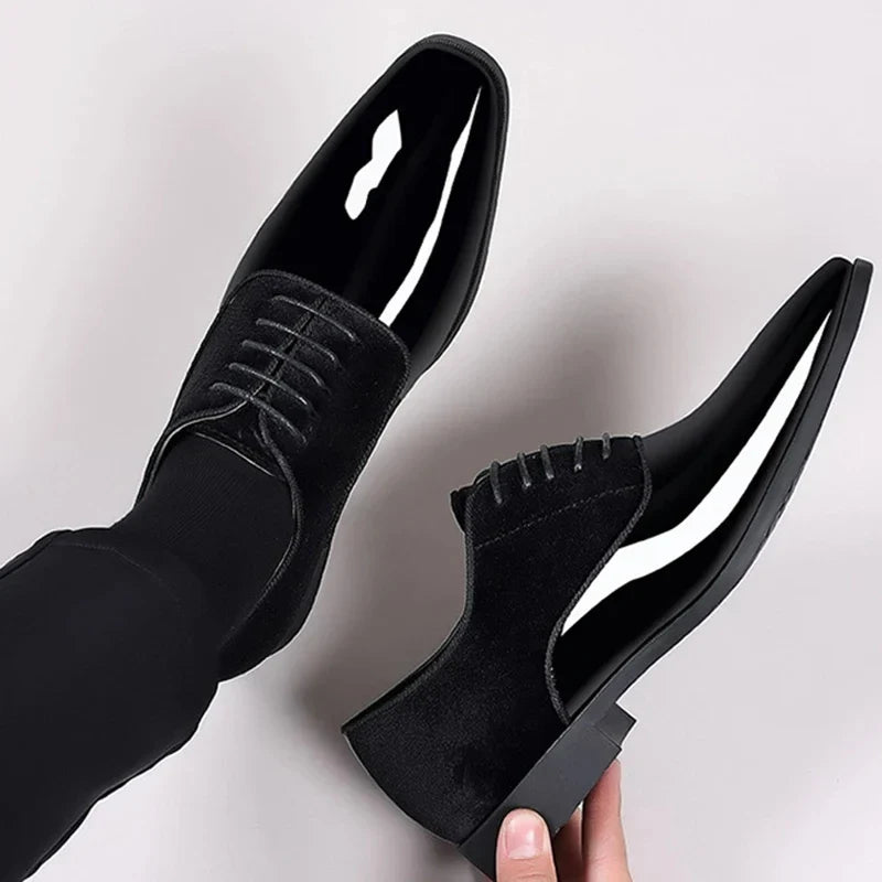 Men's Oxford Shoes - Contrast Toe - Lace-Up Formal Dress